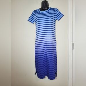 J. Crew Midi T-Shirt Dress in Dip Dyed Gradient Stripe sz XXS